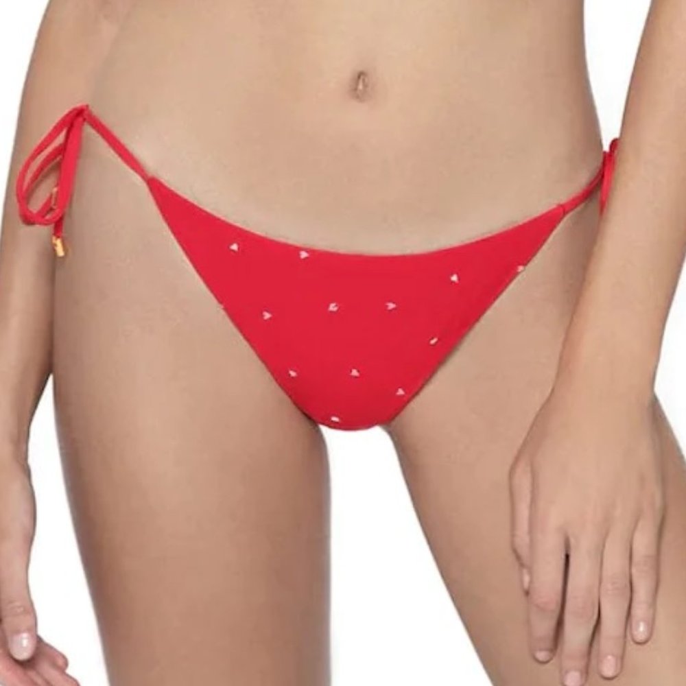PQ Swim (PilyQ) NWT Hearts Embroidered Tie Bikini Bottom size Medium